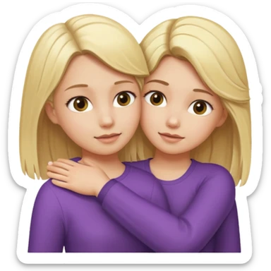 Blonde girl grabbing another girls hair. The blond girl is tightly grabbing it sticker