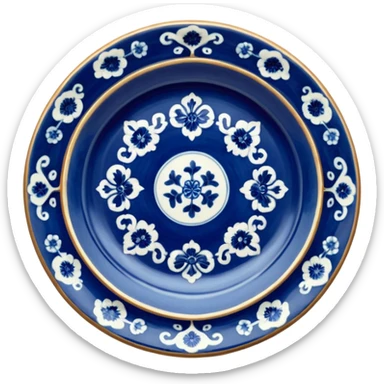 antique chinese plate blue sticker