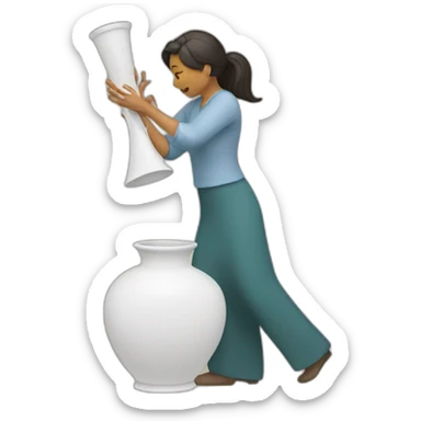 woman breaking vase sticker