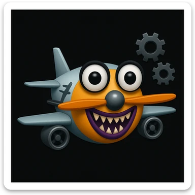 Avions manege du parc saint paul en emoji  rajoute et garde aspect terrifiante et rajoute  sticker