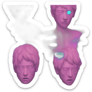 Vaporwave person, half person face half zombie face sticker