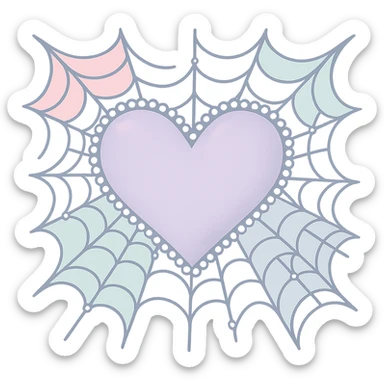 Remove the background, keep the pastel goth heart with pastel spiderwebs and pearls, transparent background. sticker