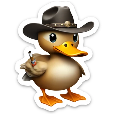 Duck wearing a cowboy hat smoking a cigarette  sticker