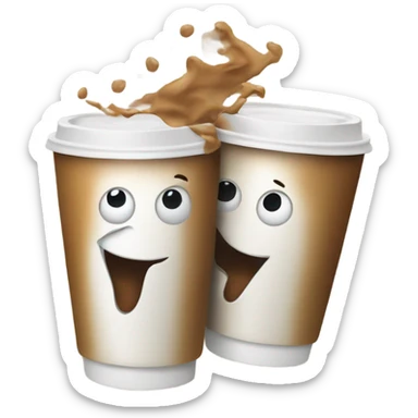 two coffee cups coming together in che sticker
