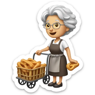 Tan old lady with a cart selling churros sticker