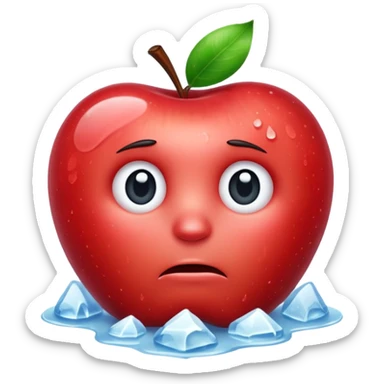 Frozen icy sad face apple emoji sticker
