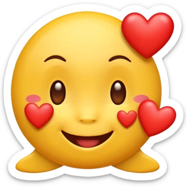 cute smiling emoji with multiple hearts and butterflies floating around sticker