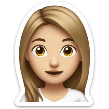 White and brown hair pretty girl working with lap top sticker