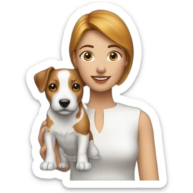 woman with jack russel white sticker
