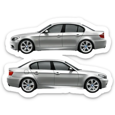 BMW E60 530D in silver color with gold rims sticker