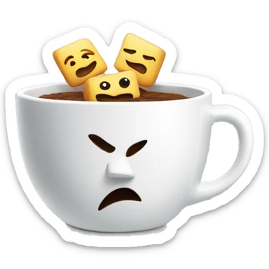 A side view of jealous squares in a white cup bowl sticker