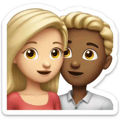 brunette girl kissing blonde boy sticker