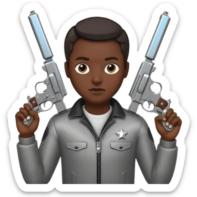 Un persona mala con pistolas y plata sticker
