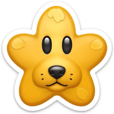 yellow star with a dog paw print in the center, classic emoji look sticker