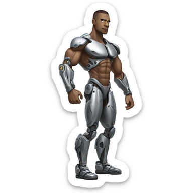 muscular cyborg, cyberpunk, neon lights sticker