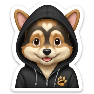 Dog wearing hoodie  sticker