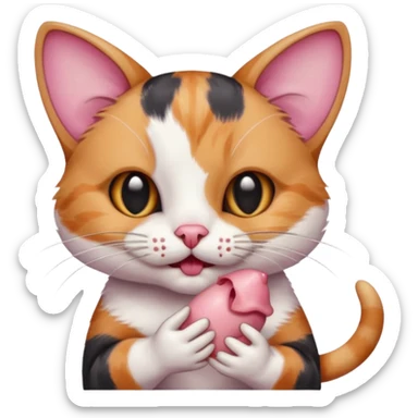 A cat holding a dead mouse in its mouth sticker