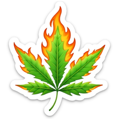 weed leaf with flames sticker