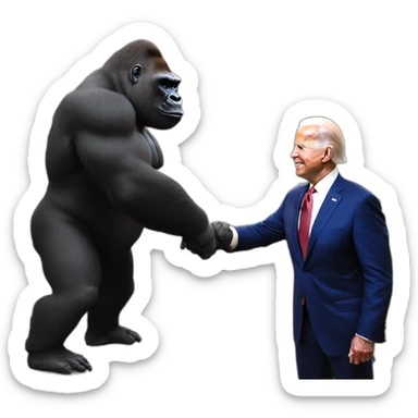 Big buff Gorilla meeting Joe Biden sticker