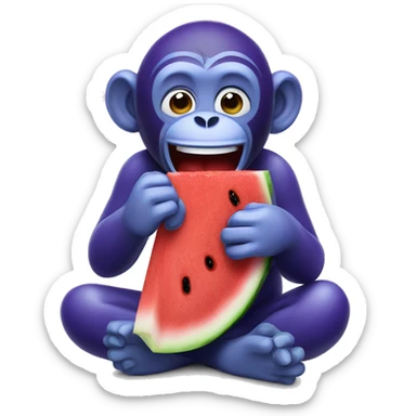 Monkey eating watermelon and drinking grape kool aid sticker