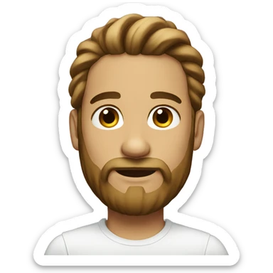 Man with beard and long hair in bun sticker