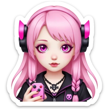 pink kawaii gamer girl gothic accessories sticker