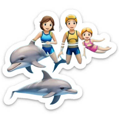 ]가족이 해변에서 돌고래 스노쿨링 하는 거 만들어줘 sticker