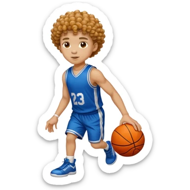 light skin boy playing basketball with curly hair sticker