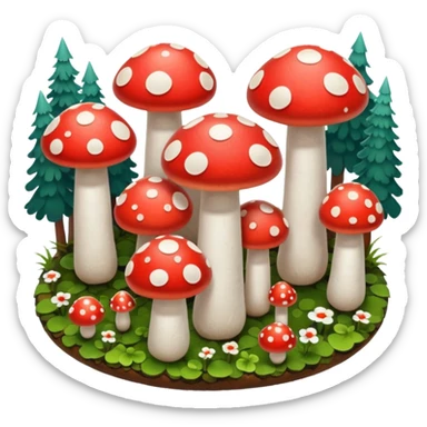 Isometric view mushroom forest sticker