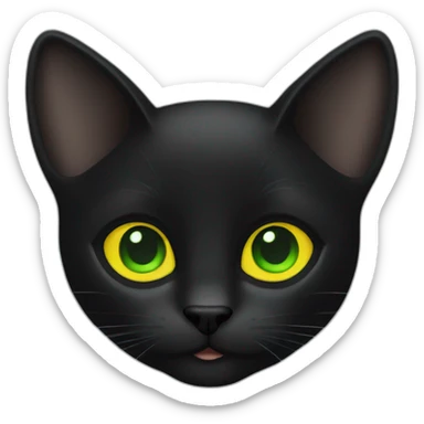 Black cat yellow green eyes sticker