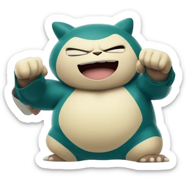 Pokémon snorlax doing Muai Thai sticker