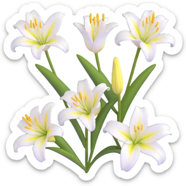 detailed white lily flower with yellow stamen sticker