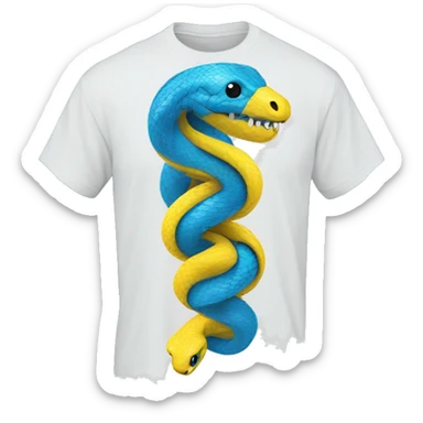  a t-shirt whith a blue python tangled with a yellow python evoking the python programming language logo sticker