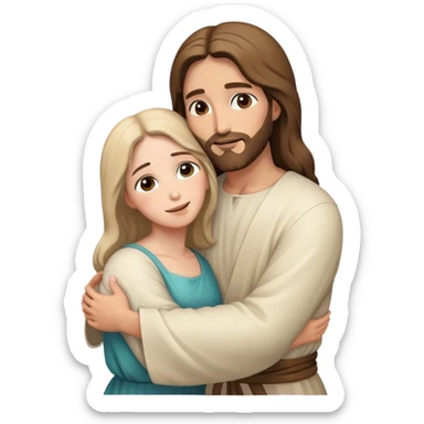 Jesus hugging woman sticker