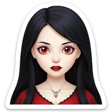 Vampire girl with long hair black sticker