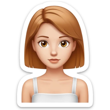 Pretty white girl with light brown hair and hazel eyes wearing a white tube top sticker