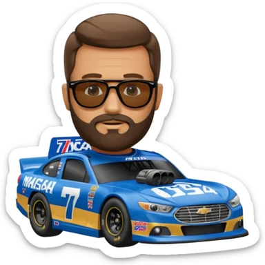 bearded lawyer driving a nascar number 74 sticker