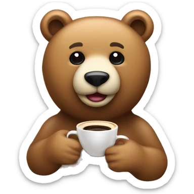 Crea un oso pardo con cafe y una camara  sticker