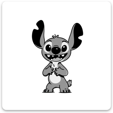 Stitch, the blue alien from Lilo & Stitch, hand-drawn doodle style sticker