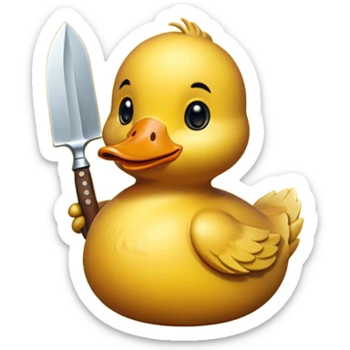 CREA UN PATO AMARILLO KAWAII SOSTENIENDO UN CUCHILLO sticker