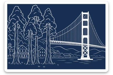 Create a header size 1200 x 800 that incorporates the image. Make it more seamless and add a sketch of more of the Presidio sticker