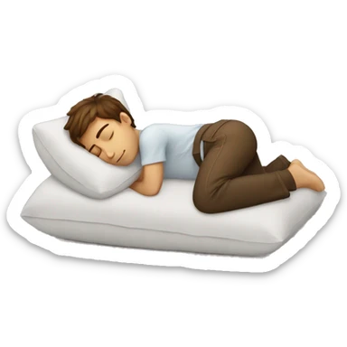 Brown hair boy sleeping on pillow sticker
