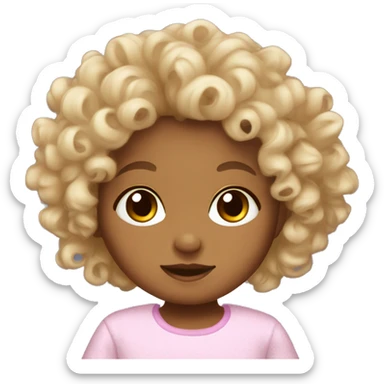 Curly hair tan newborn girl sticker