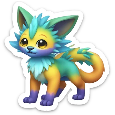Cute cool colorful fantasy animal hybrid Fakemon full body sticker