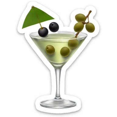 Dirty martini with olives on pick sticker