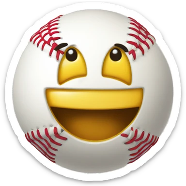 Baseball with happy smiley face sticker