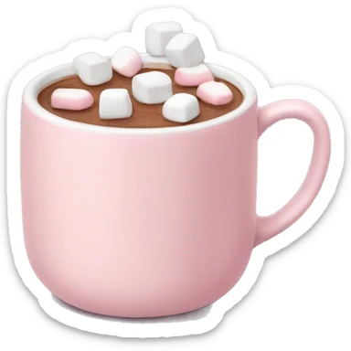 Light Pink mug of hot chocolate with marshmallows  sticker