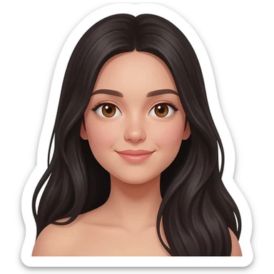 girl with long black hair and brown eyes sticker
