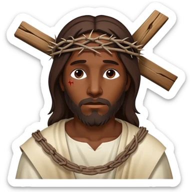 Dark skin Jesus christ  injured in ropes carrying cross sticker