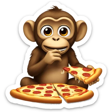 A monkey eating pizza  sticker